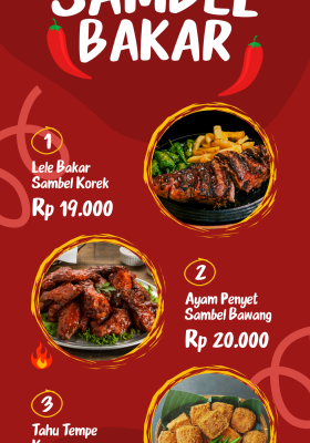 Merah Cerah Makanan Indonesia Banner Potret
